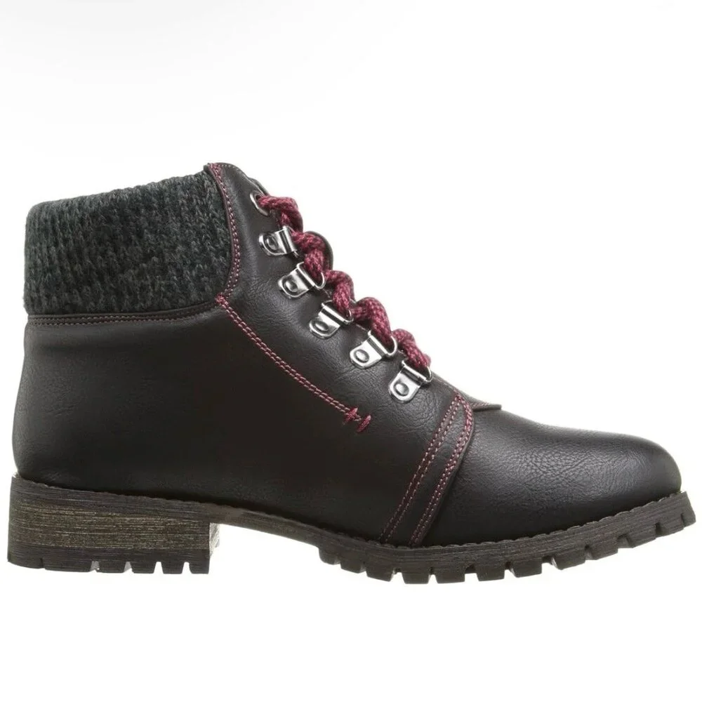 DIRTY LAUNDRY TREBLE Women's Cozy Lace-Up Hiker Booties Burnished Black Size 8 - Picture 2 of 9